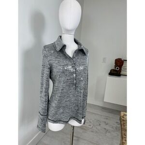 Anthropologie X PILCRO Sequin 3/4 Snap Button Top Size L